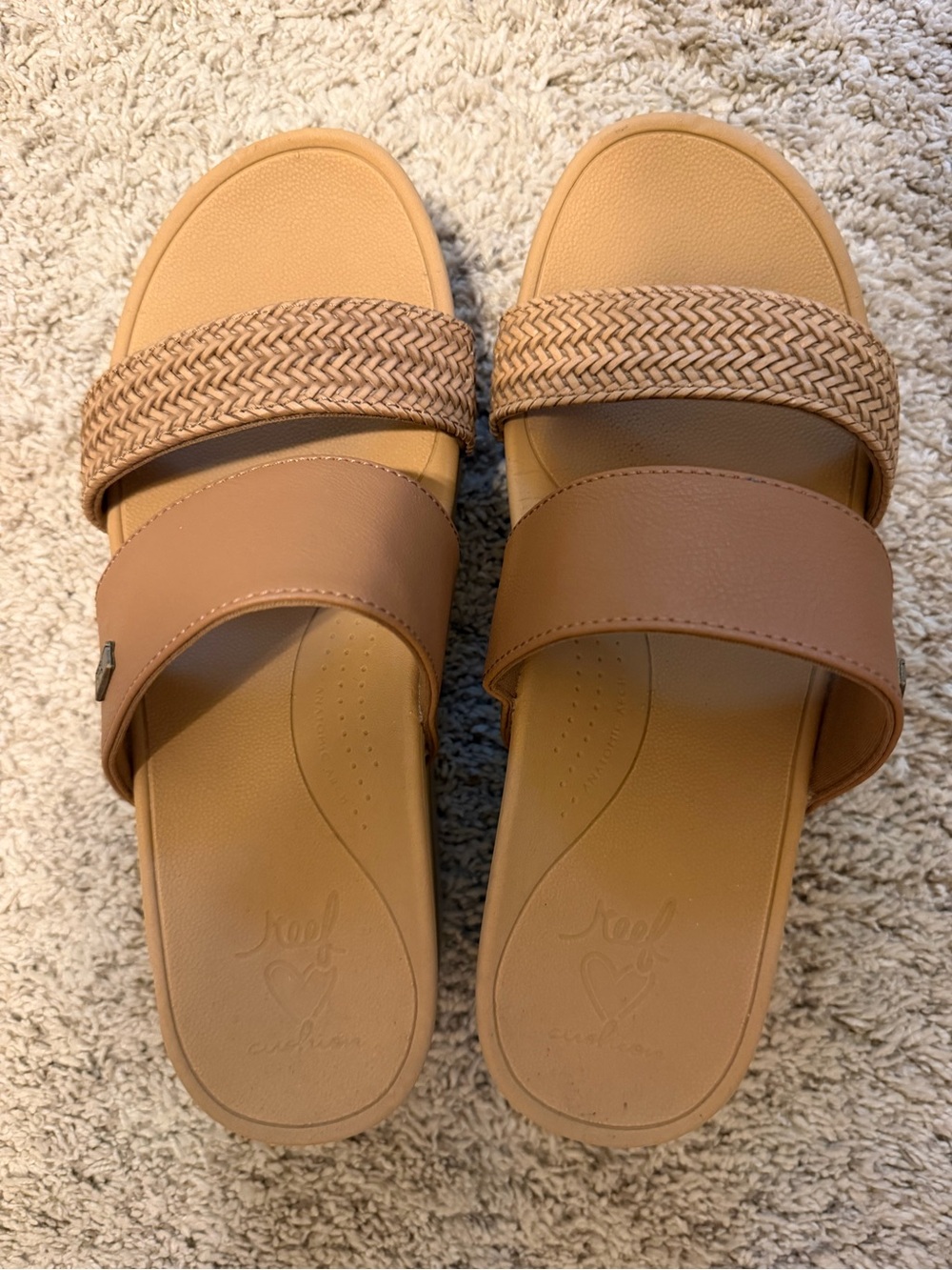 Reef Women's Tan Double-Strap Slide Sandals